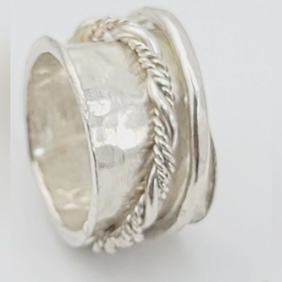 SPINNER MEDITATION RING HANDMADE IN STERLING SILVER METAL SIZE 5.5 - Picture 5 of 6